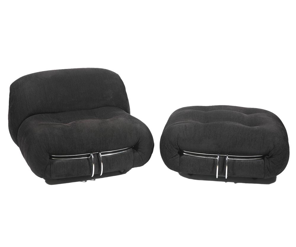 SORIANA BLACK CHAIR & POUF BY