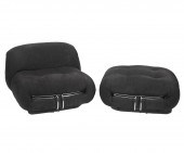 SORIANA BLACK CHAIR & POUF BY