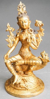 SOUTH ASIAN GILT BRONZE FIGURE