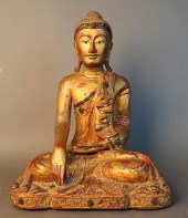 SOUTH ASIAN GILT WOOD FIGURE O