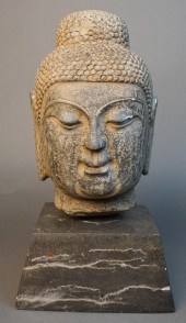 SOUTH ASIAN STONE BUST OF BUDD