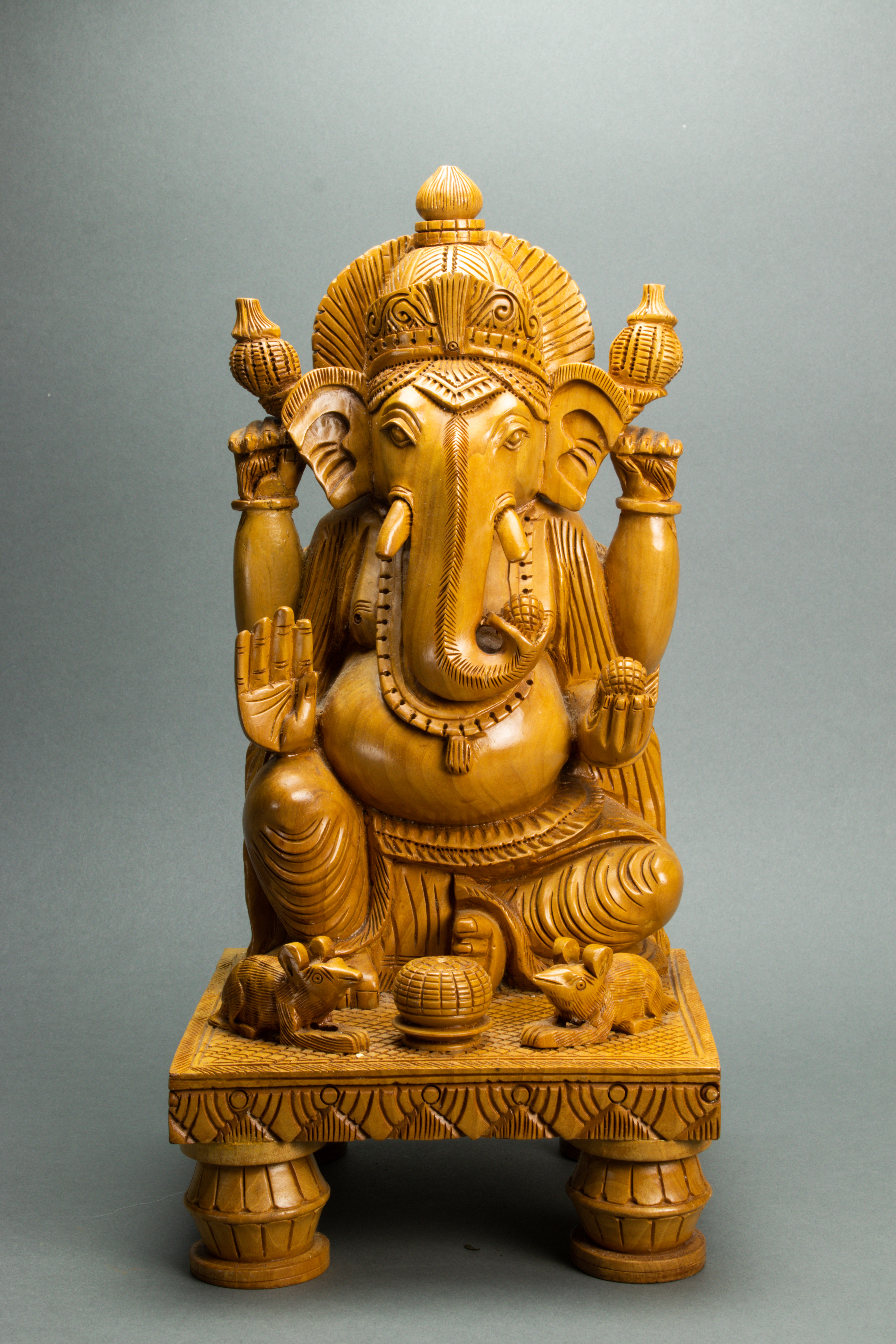 SOUTH ASIAN WOOD FIGURE OF GANESH
