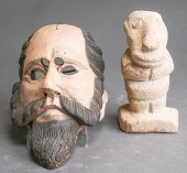 SOUTH SEA STONE FIGURINE AND P