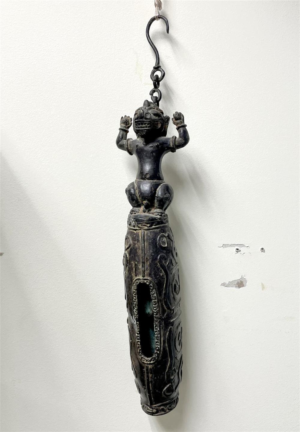 SOUTHEAST ASIAN BRONZE BELL, H:
