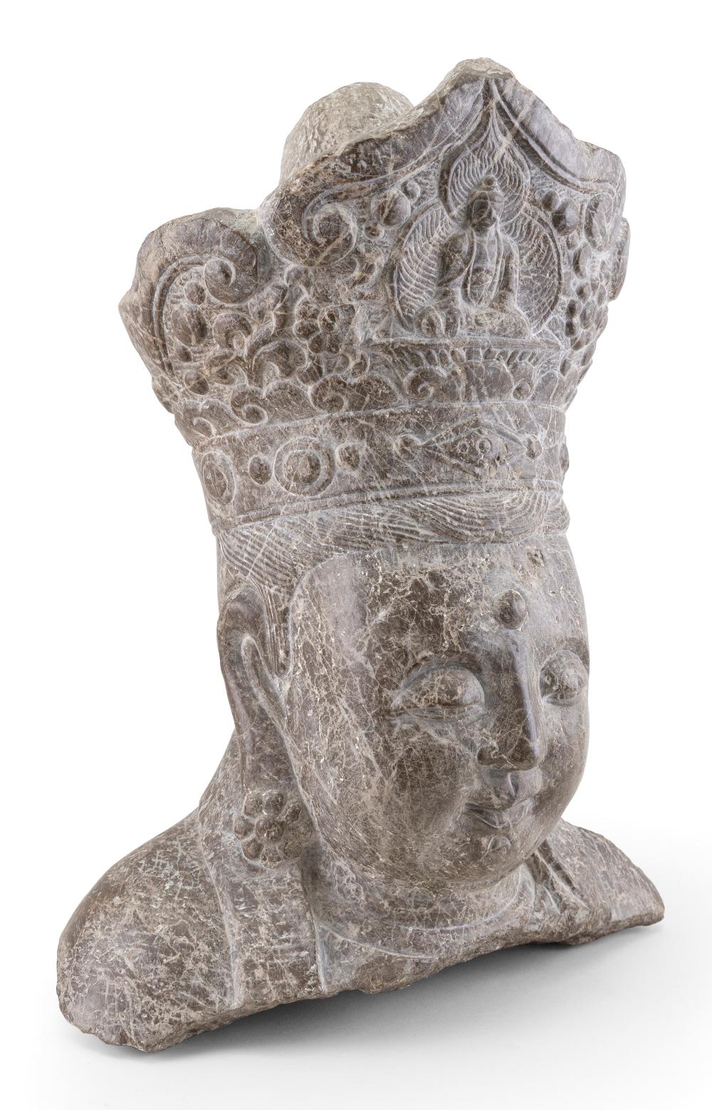SOUTHEAST ASIAN CARVED STONE HEAD