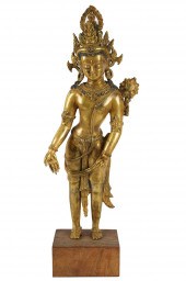 SOUTHEAST ASIAN GILT BRONZE ST