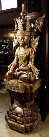 SOUTHEAST ASIAN GILT WOOD BUDH