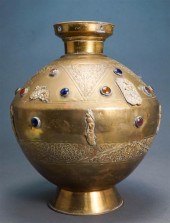 SOUTHEAST ASIAN JEWELED BRASS