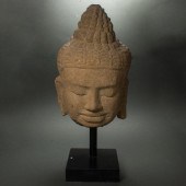 SOUTHEAST ASIAN STONE HEAD OF