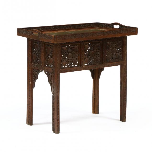 SOUTHEAST ASIAN TEAK AND BRASS TRAY