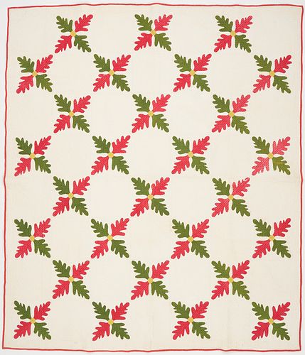 SOUTHERN APPLIQUE QUILT, OAK LEAF