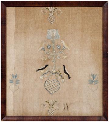 Southern bird and tulip embroidery,