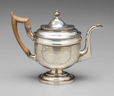 Southern coin silver teapot, oval