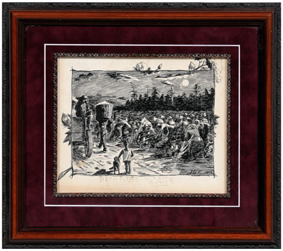 Southern genre drawing, titled at