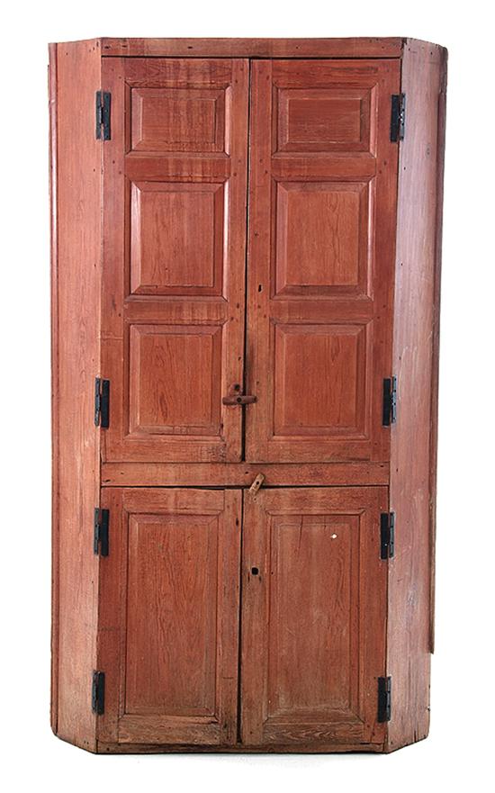 Southern pine corner cupboard