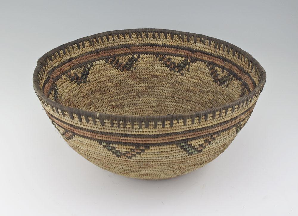 SOUTHWEST POLYCHROME COILED BASKET: