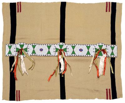 Southwestern rug, three black bands