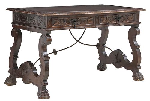 SPANISH BAROQUE STYLE CARVED WALNUT