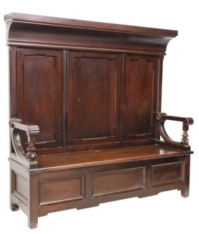 SPANISH CARVED HIGHBACK COFFER HALL