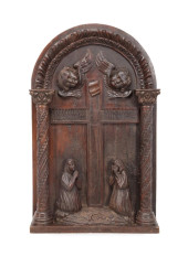 SPANISH CARVED OAK CRUCIFIXION