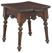SPANISH CARVED OAK STOOL ON TU
