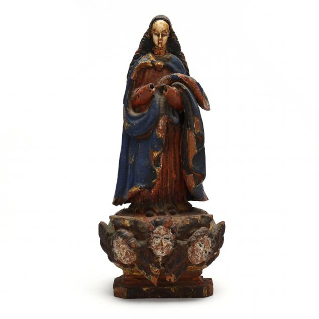 SPANISH COLONIAL CARVED FIGURE OF