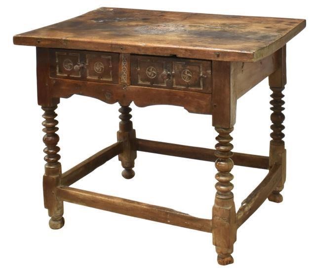 SPANISH COLONIAL CARVED WALNUT HALL
