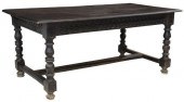 SPANISH EBONIZED OAK TABLE ON