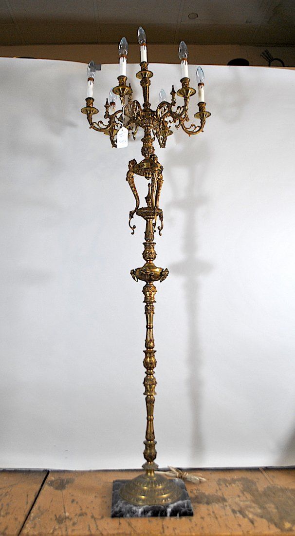 SPANISH FIGURAL CAST BRONZE 7 LIGHT