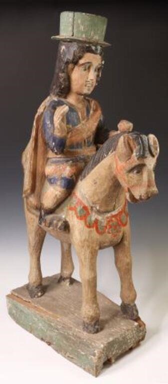 SPANISH FOLK ART CARVED FIGURE ON