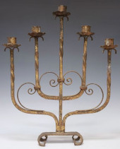 SPANISH GILT IRON 5-LIGHT TIER