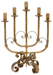 SPANISH GILT IRON FIVE-LIGHT C