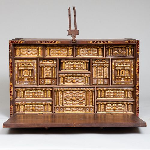 SPANISH GILT-IRON-MOUNTED