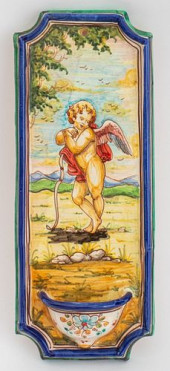 SPANISH GLAZED CERAMIC HOLY WA