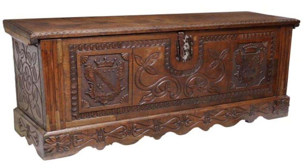 SPANISH HERALDIC CARVED WALNUT