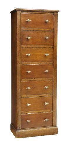 SPANISH OAK SIDE-LOCK TALL CHEST OF
