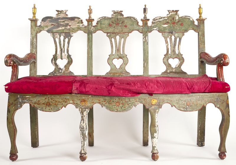 Spanish Paint Decorated Triple Back