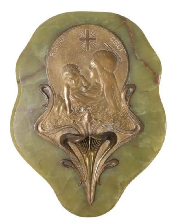 SPANISH RELIGOUS BRONZE & ONYX HOLY