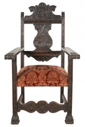 SPANISH REVIVAL CARVED ARMCHAI