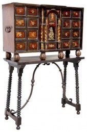 SPANISH SHELL & BRASS INLAID V
