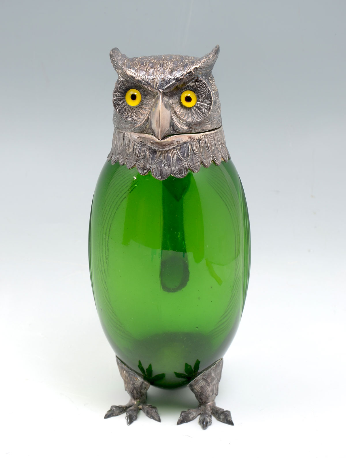 SPANISH STERLING & CUT GLASS OWL