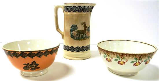 Spatterware: a pitcher with deer  8
