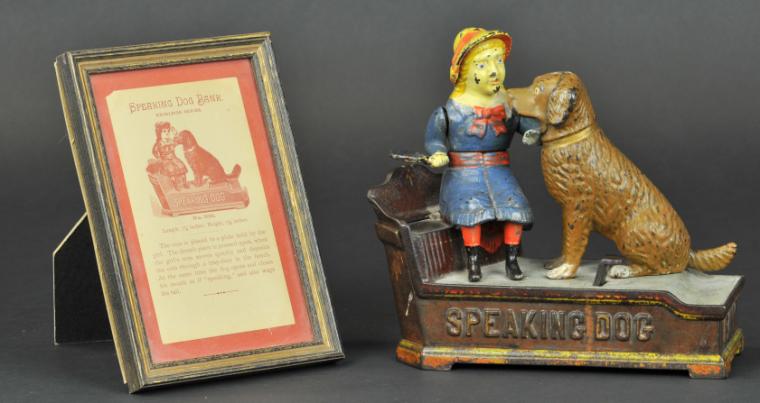 SPEAKING DOG MECHANICAL BANK Blue