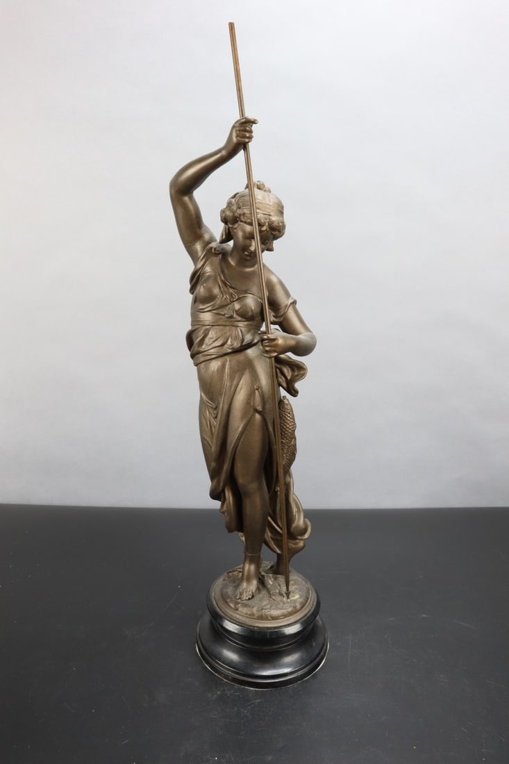 SPEAR FISHING WOMAN CAST METAL