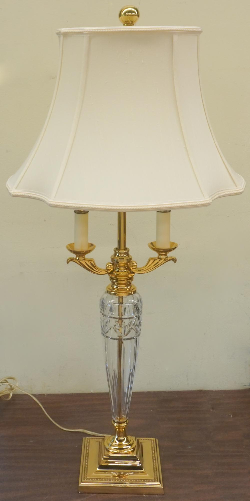 SPEER BRASS MOUNTED CRYSTAL TABLE