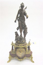 SPELTER AND ROSE MARBLE STATUE