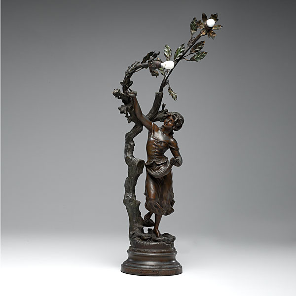 Spelter Figural Lamp Picking