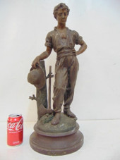 SPELTER FIGURE, WORKER WITH HE