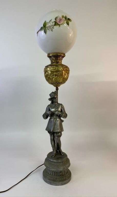 Spelter metal figure lamp with