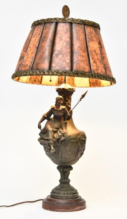 Spelter metal table lamp with